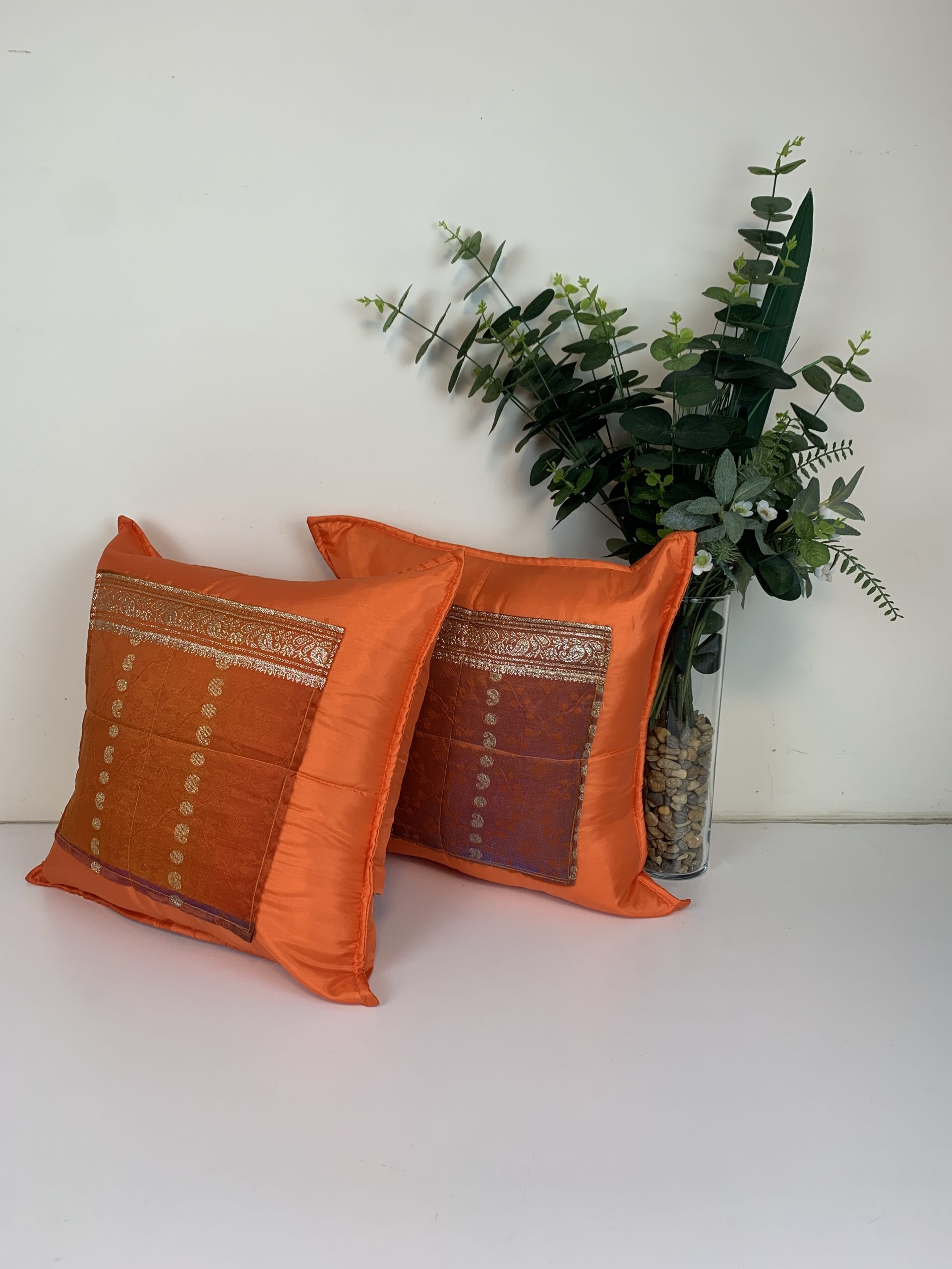 16 Recycled Sari Cushion Cover 40cm Indian Moroccan Maroon by